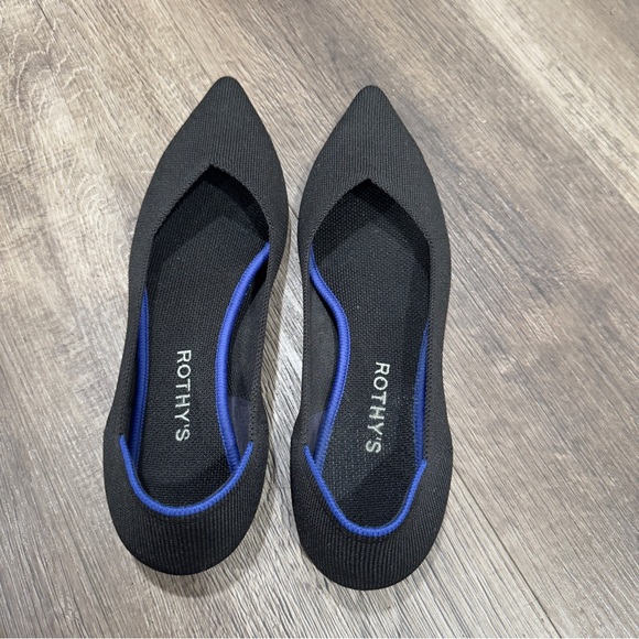 Rothy's Black Flats with Blue Trim - Picture 3 of 5